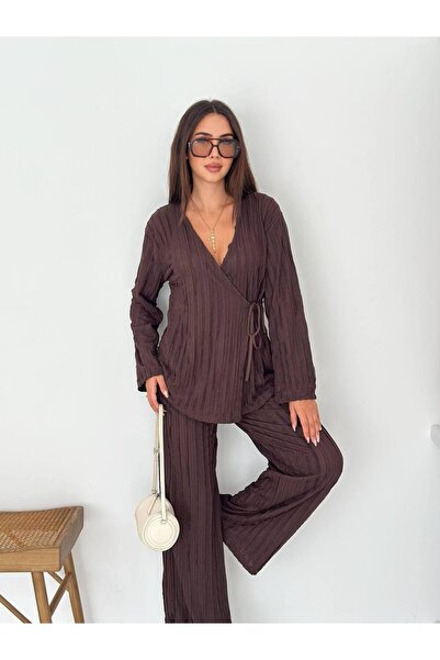 moda paketi Kruvaze New Season Ruffled Pants Suit