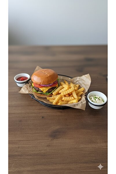 Atölye Asya Hamburger ve Patates Sunum Sepeti