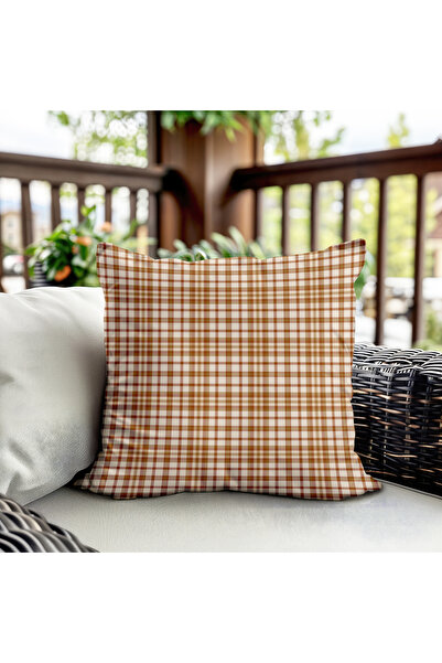 Evmila Çift Taraf Baskılı Kadife Doku Sonbahar Ve Pötikare Desenli Kırlent Kı...