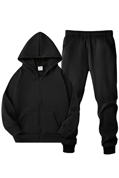 Lider Leather طقم رياضي للأطفال مكون من قطعتين – سويت شيرت بغطاء للرأس وبنطلو...