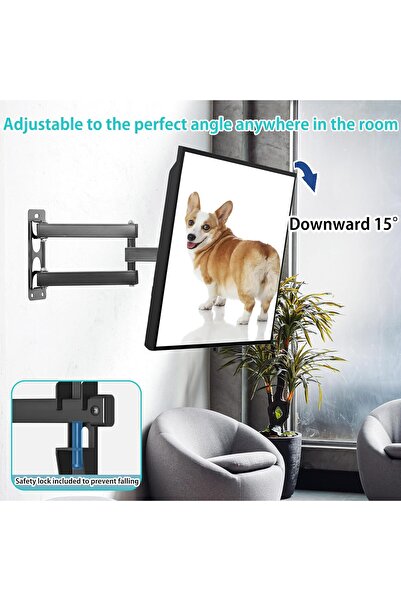 Yelajoy Full Motion Wall TV Mount for 26-55 inch TVs,Up to 80lbs,Level Height Adjustable,Max VESA 400x400