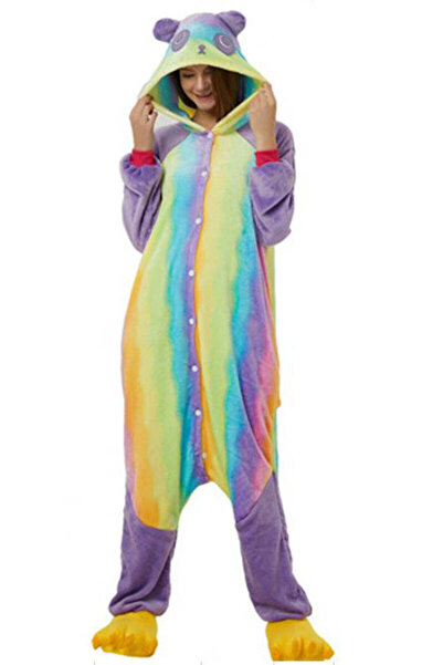 WildFashion Pijama pufoasa intreaga cu model Rainbow Panda PJM133-100