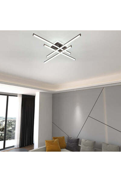 RFAN LED Chandelier, Model FX60332-4L+1, with Remote Control, 3 Light Types, 69W, Brown