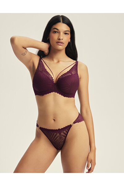 ESOTIQ Chiloți pentru femei cu design brazilian din dantelă florală și accesorii aurii | Onika