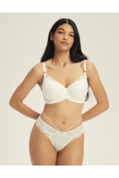 ESOTIQ Chiloți pentru femei, model brazilian, dantelă florală, cu șnur decorativ în talie | Notty