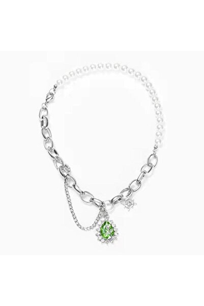 Pursehuit Κολιέ σε ασημένιο χρώμα, με πέτρες και μαργαριτάρια, Shawn C4