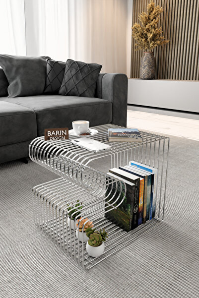 BARIN DESIGN Modern Metal Tel Orta Sehpa Yan Sehpa – Orta Sehpa ve Dekoratif Salon Masası