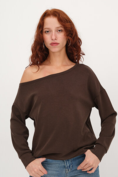 Addax Kayak Neckline Modal Sweatshirt S11433