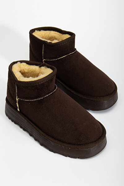 camaiore Acı Kahve Süet Kadın Kürklü Mini Bot