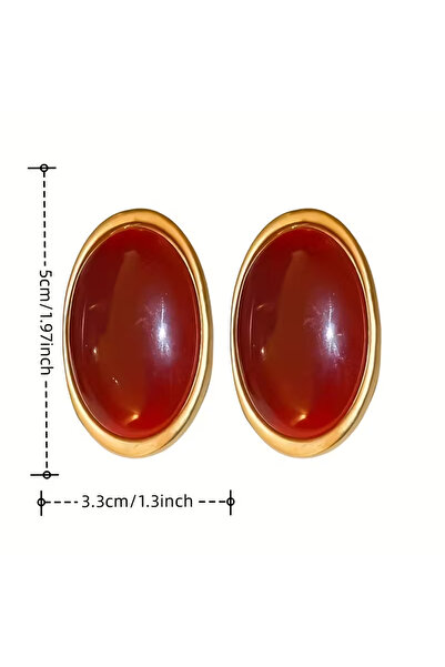 byozanyılmaz BÜYÜK BORDO TAŞLI TASARIM KÜPE