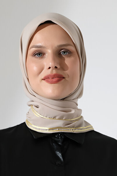 ihvanonline Hijab Bias-Cut Plain Chiffon Scarf - Beige