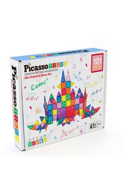 PicassoTiles Set magnetic de construit Mini Diamond 101 piese