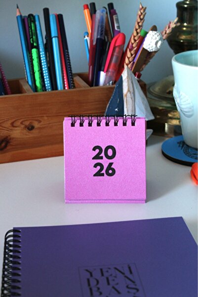 KAĞIT KAYIK 2026 MİNİ TAKVİM 8X8 BOYUTUNDA OFİS MASA TAKVİMİ