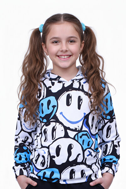 FYK KİDS KAPÜŞONLU DESENLİ KIZ ÇOCUK SWEATSHİRT