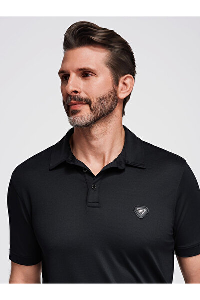 OMBRE Stylisches Herren Poloshirt aus Stretch-Stoff - Schwarz V1 OM-POSS-0150 XXL