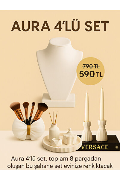 ARGKRİSTAL Aura 4-Piece Decorative Set – Stone Design, 8 Pieces of Stylish Home Accessories