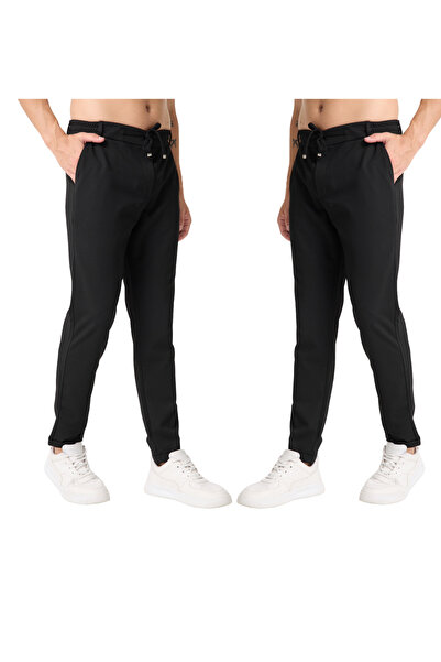 KAPHONE Pantaloni pentru bărbați, cu talie elastică, din lycra, stil jogger p...