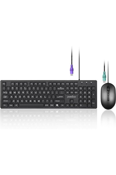 Perixx PERIDUO-117P, Wired Standard PS2 Keyboard and Mouse Combo - Full-Size Layout - Bundle with 3