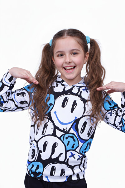 FYK KİDS KAPÜŞONLU DESENLİ KIZ ÇOCUK SWEATSHİRT