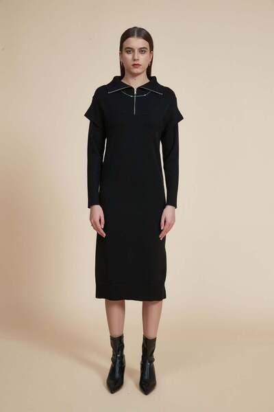 Yola Plain Long Sleeve Midi Dress