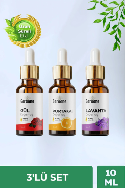 Gardone Gül Portakal Lavanta Damlalık Kapak Bitkisel Doğal Yağ 3x10ml