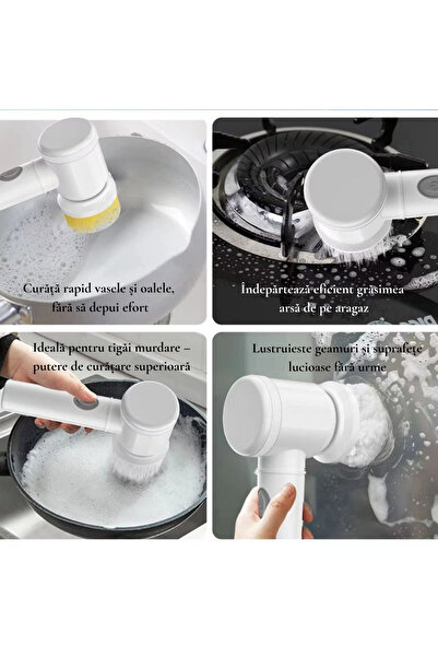 OEM Electric Toothbrush 5-in-1 Cordless USB 3 Interchangeable Heads Portable White