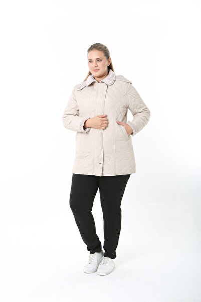 TUTveAL Collection Water Repellent Coat, Quilted, Plus Size, Hooded, with Soft Fur Inside, Winter Coat