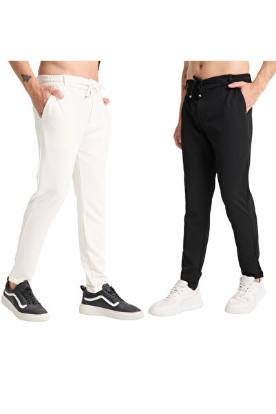 KAPHONE Pantaloni pentru bărbați, cu talie elastică, din lycra, stil jogger p...
