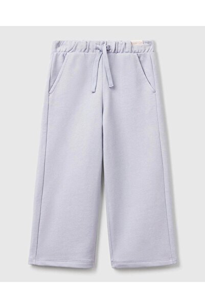 United Colors of Benetton Κοριτσίστικο λιλά φαρδύ παντελόνι με κορδόνι μέσης και τσέπη με λογότυπο