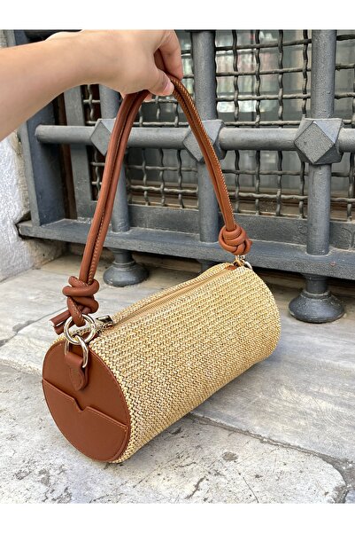 nura Tan Women's Cylinder Model Hand and Shoulder Bag