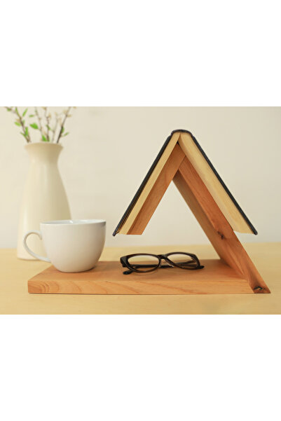 Dekor Paleti Minimal Üçgen Ahşap Kitap Standı – Masaüstü Okuma & Dekor
