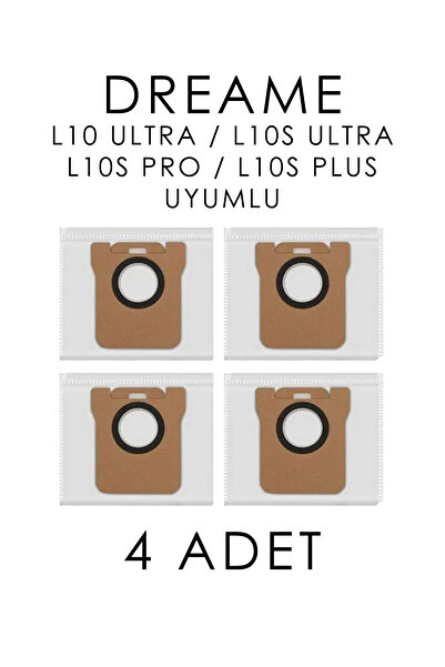 Kleen Dreame L10 ULTRA / L10S ULTRA / L10S PRO / L10S PLUS Uyumlu Yedek Toz Torbası 4 Adet