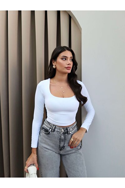 ESRAHELVACI Open Neckline Gathered Waist Blouse