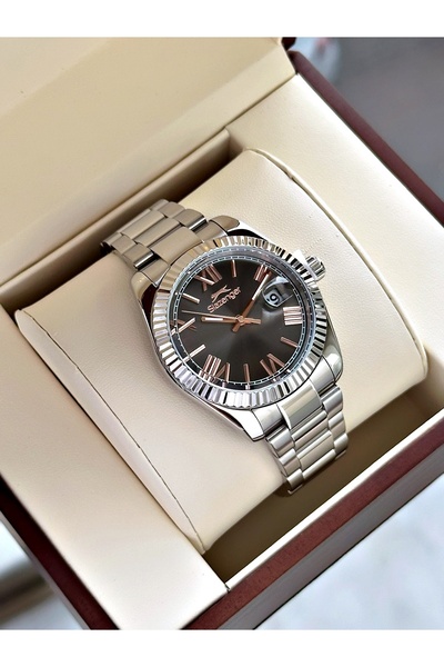 Slazenger Men's Wristwatch with Calendar 24 Months Warranty Steel Band Steel Case Sl2508Sz