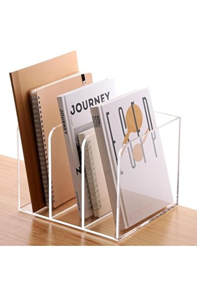 Slasa Acrylic Magazine File Holder, Transparent Organizer with 3 Vertical Storage Spaces
