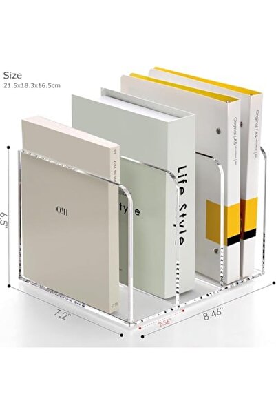 Slasa Acrylic Magazine File Holder, Transparent Organizer with 3 Vertical Storage Spaces