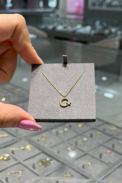 ZM ZÜMRÜT MÜCEVHERAT 14 Ayar Altın Ay Yıldız Kolye