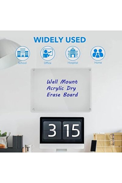 Slasa Transparent Acrylic Dry-Erase Board 20x30 Inch - Non-Magnetic Frameless Floating Wall-Mounted Whiteb