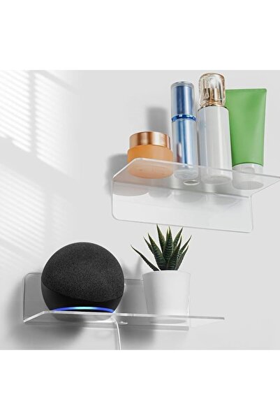 Slasa أرفف حائط عائمة من الأكريليك - مجموعة من رفين شفافين مع لاصق قوي