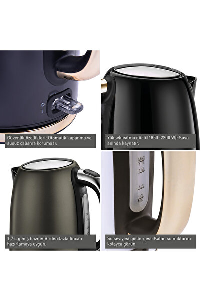 Berghoff Gem Titan 1.7 Liter White Kettle + Toaster - 980W, 2 Slices