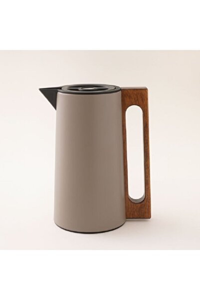 Dallaty Steel Vacuum Flask Flask With Wood Handle 1L, Beige