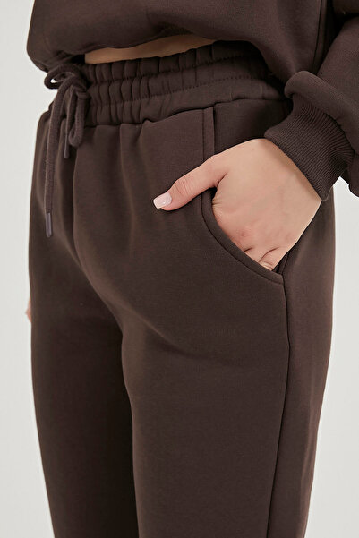 Arma Life Γυναικείο ελαστικό καφέ φούτερ Jogger με ριγέ σχέδιο