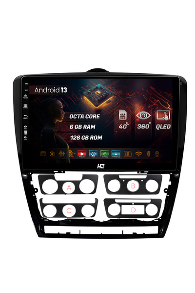 HUB64 Navigatie Skoda Octavia 2, 6GB RAM, Octacore, Slot Sim 4G
