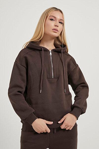 Arma Life ARMALIFE 25135 Дамска суитшърт с качулка и цип на яката