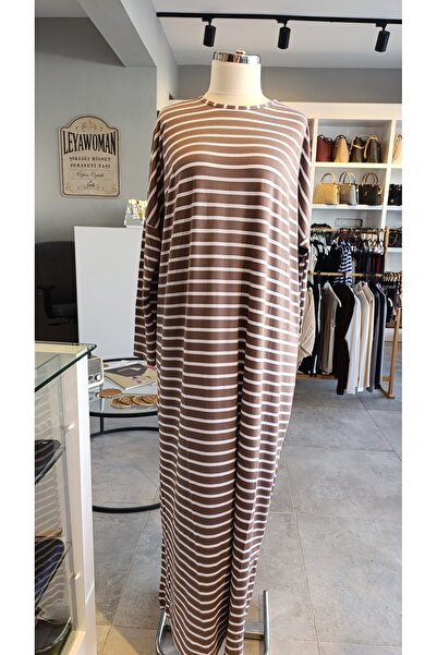 FASHION فستان مخطط من القطن الممشط / ثوب صلاة