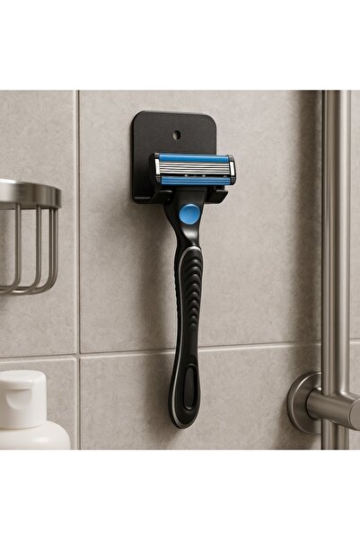 LUNOART Suport metalic negru din 2 piese – pentru aparate de ras, prosoape, u...