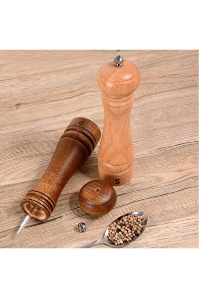 OEM Set 2 râșnițe manuale din lemn pentru sare și piper, 19 cm