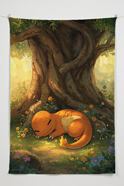 Charmbi Pokemon Dikey Duvar Örtüsü – Anime Temalı Kaliteli Kumaş Oda Dekoru T...