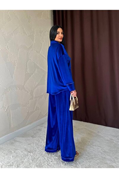 369 etnik butik Gold Button Detailed Velvet Suit