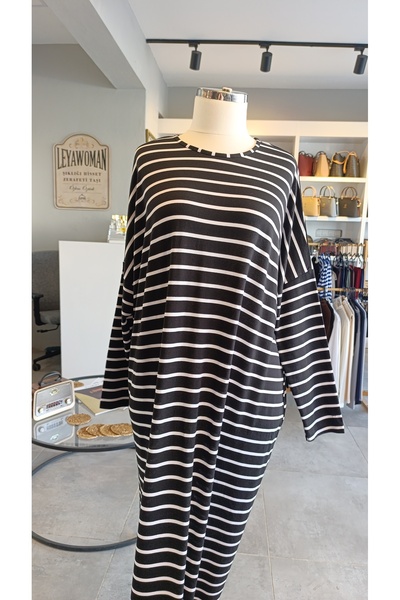 FASHION فستان مخطط من القطن الممشط / ثوب صلاة